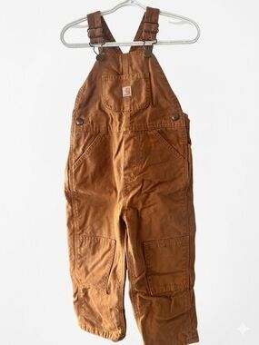 Carhartt Kids Brown Duck Canvas Overalls with Front Bib Pocket